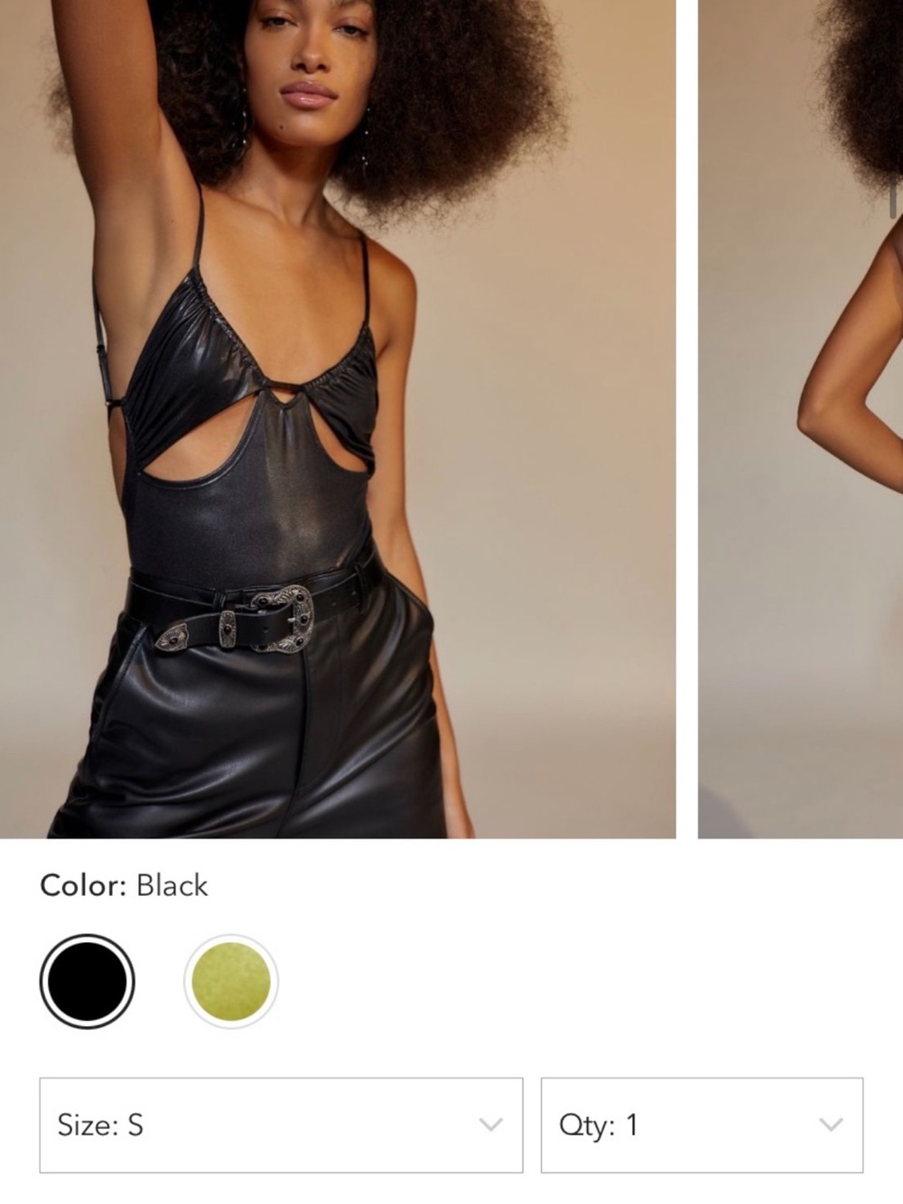 Urban Outfitters Black Cutout Faux-Leather Bodysuit